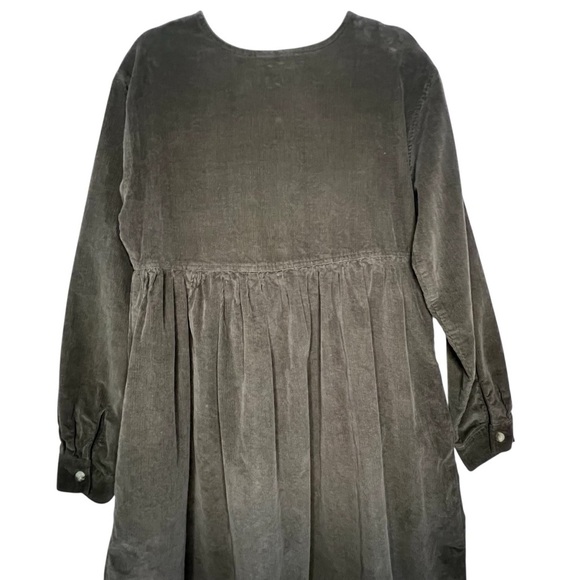 Vintage 90s S. Roberts Brown Corduroy Button Down Long Sleeve Maxi Dress SZ L - Picture 5 of 7